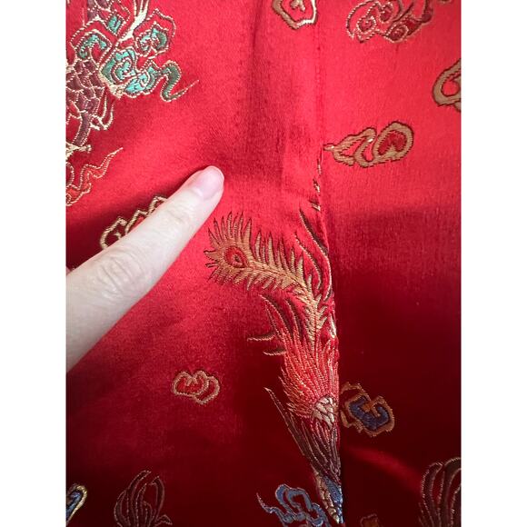 Vintage Kimono Robe 100% Silk Japanese Dragons Red Rainbow XXL PTP 24" - Picture 8 of 12
